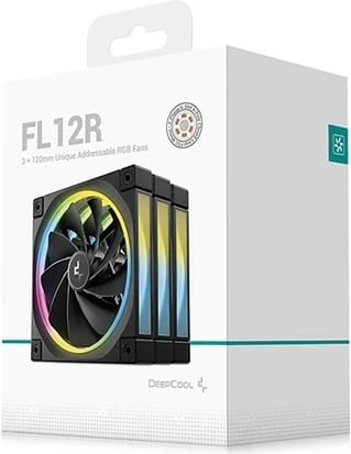 Set ventilatorë për kasë kompjuteri DeepCool FL12R-3 IN 1, 12 cm, 3 copë, zi