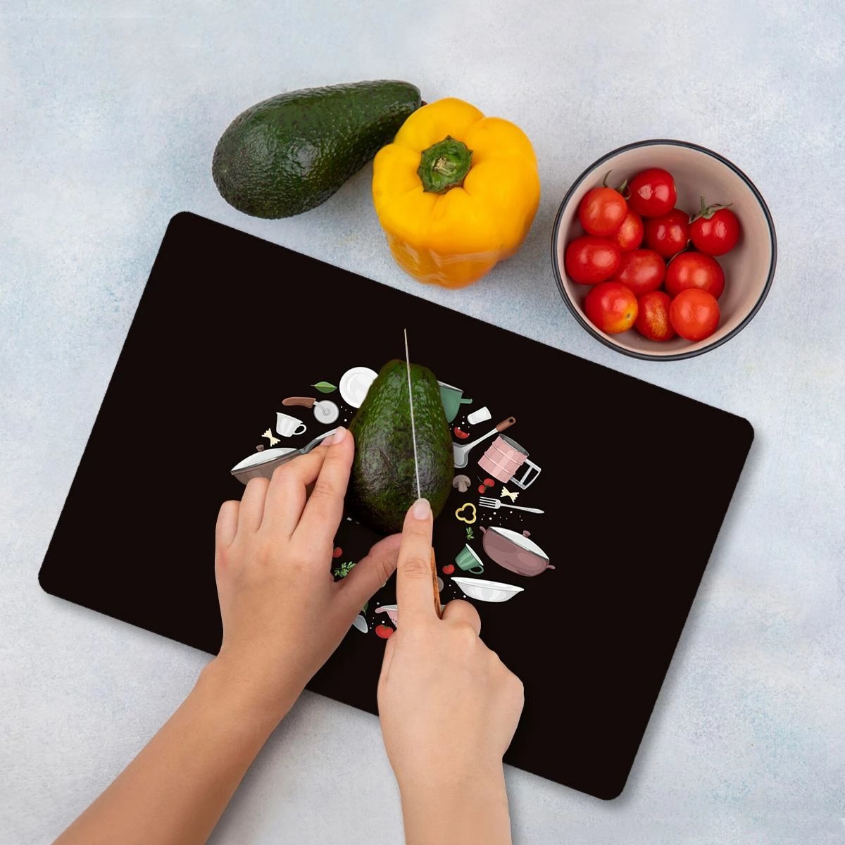 Dërrasë prerëse qelqi, shumëngjyrëshe, Hermia Ckt60, 30x40cm