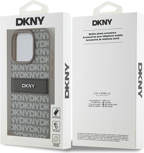 Mbështjellës DKNY Mono Stripe & Metal Logo për iPhone 15 Pro, Bezhe