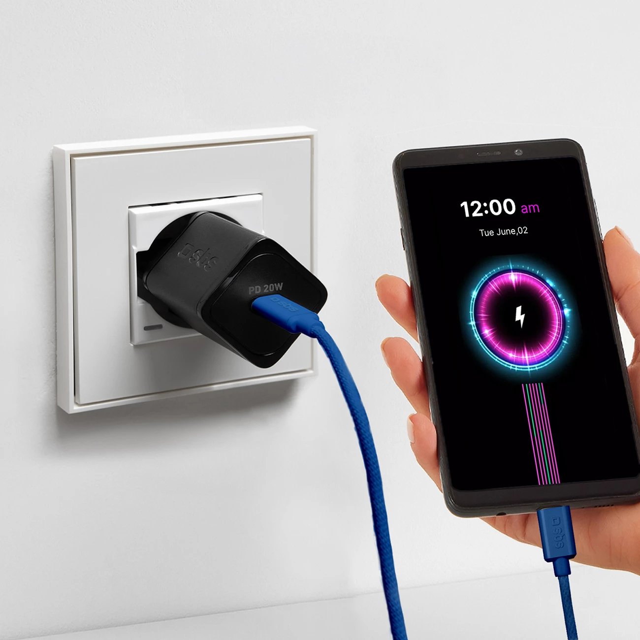 Kabllo USB-C në USB-C SBS TECABLETISSUETCCB, 1.5m, 60W, tekstil, Blu Kabllo USB-C në USB-C SBS TECABLETISSUETCCB, 1.5m, 60W, tekstil, Blu