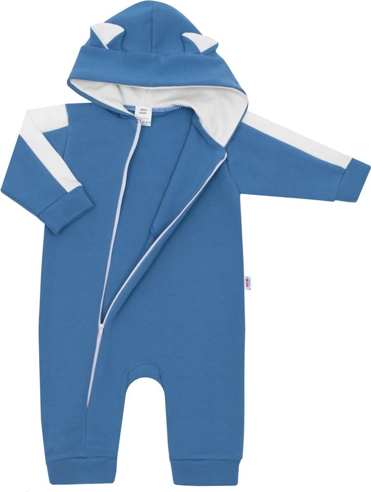 Kombinezon bebe New Baby The Best, termo, me kapuç me veshë, zinxhir i plotë, madhësia 92 (18-24 muaj), blu