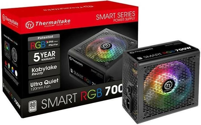 Kasë energjie Thermaltake Smart RGB 700W, 80 PLUS, 2xPEG, 120mm, e zezë