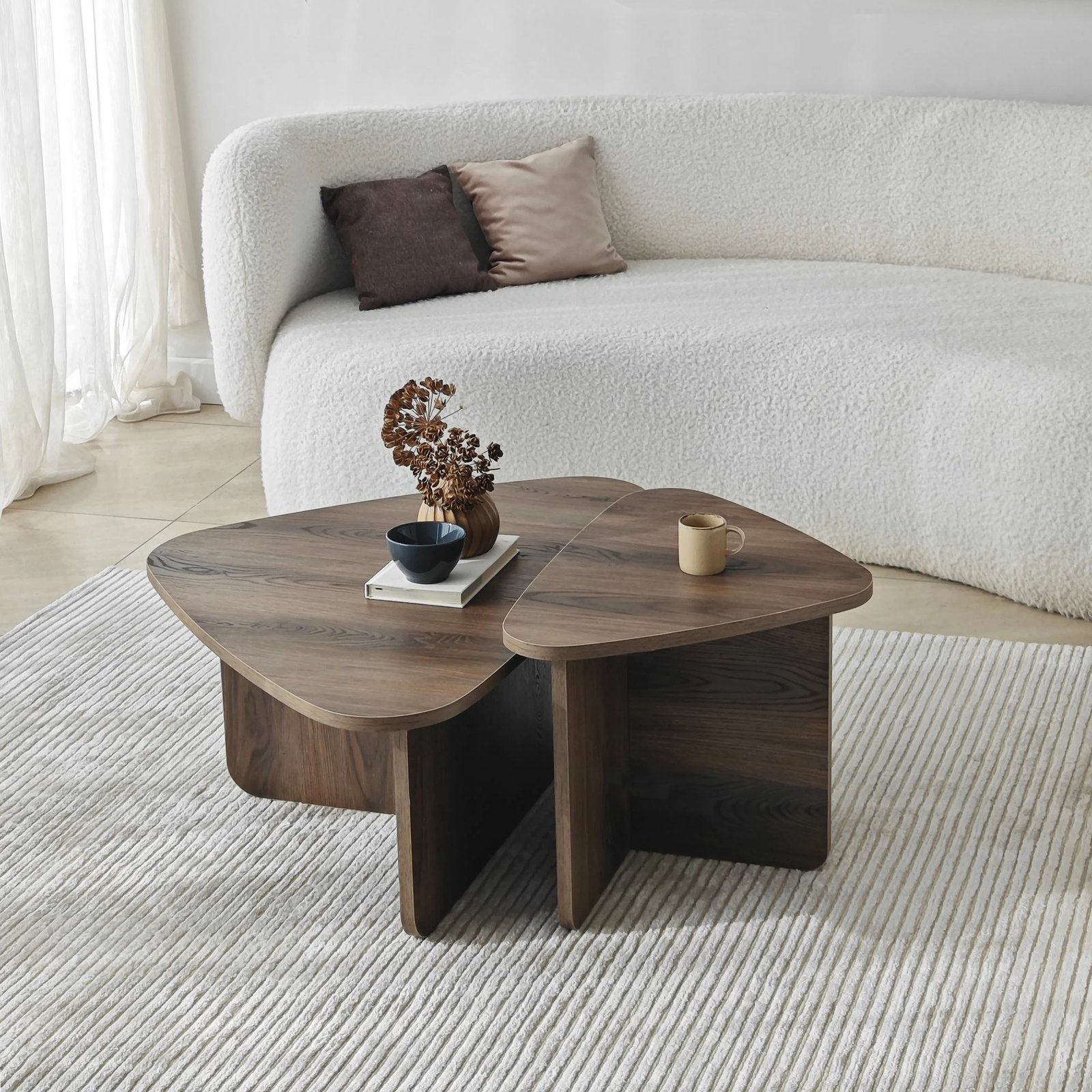 Set tavolinash kafeje Hanah Home, Ballare, ngjyrë arre