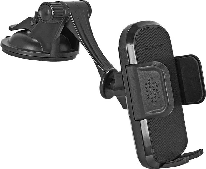 Mbajtës telefoni për veturë, Tracer U07, gjerësi 55–98 mm (deri 7"), krah 110 mm, thithëse silikoni, rrotullim 360°, e zezë