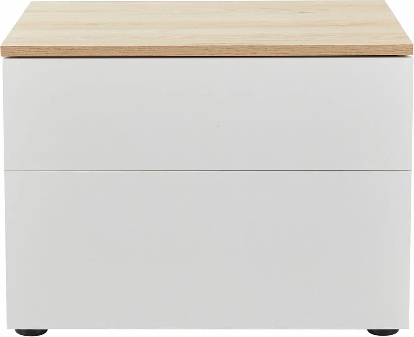 Komodinë nate me 2 sirtarë, ngjyrë lis i bardhë-natyral, 58x39x44.5