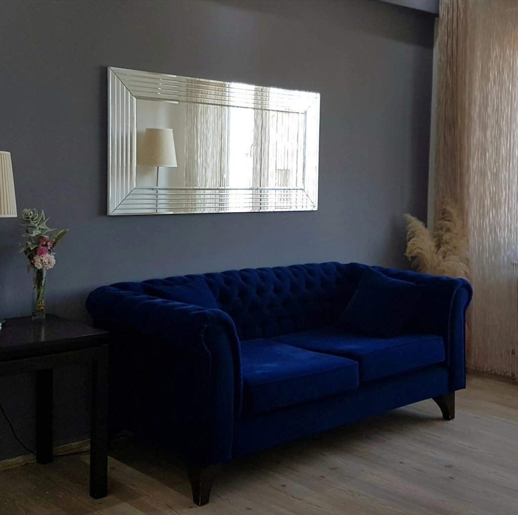 Pasqyrë moderne Hanah Home, A305Y, ngjyrë argjendi, 130x65cm