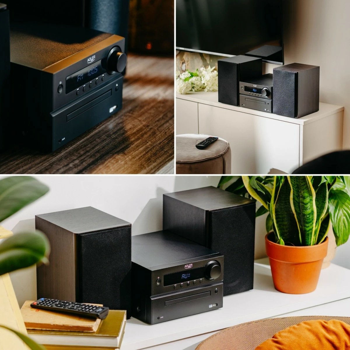 Mini sistem Hi-Fi, Adler, AD1917, CD, Bluetooth 5.3, HDMI ARC, FM, 2.0 50W, e zezë