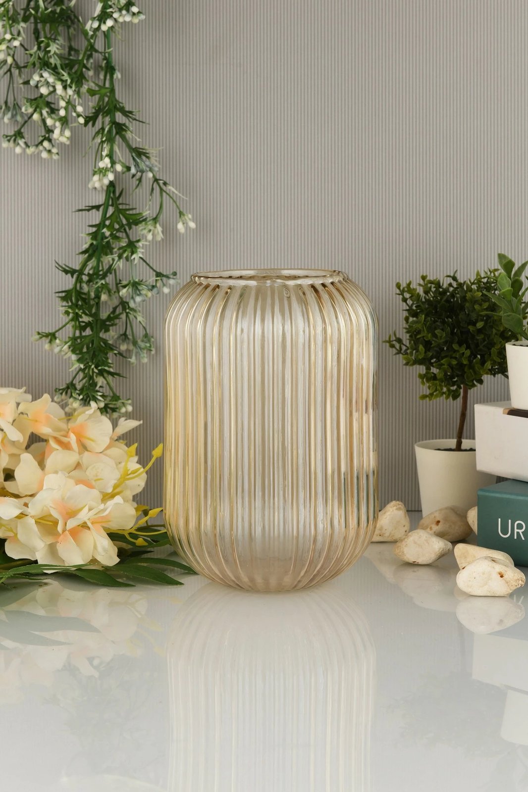 Vazo dekorative prej qelqi, ngjyrë ari, Aberto Design Line D20B