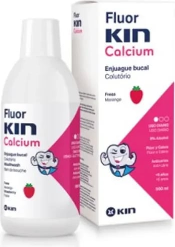 Shpëlarës goje KIN Fluorkin Calcium unisex, shije luleshtrydhe, 500ml