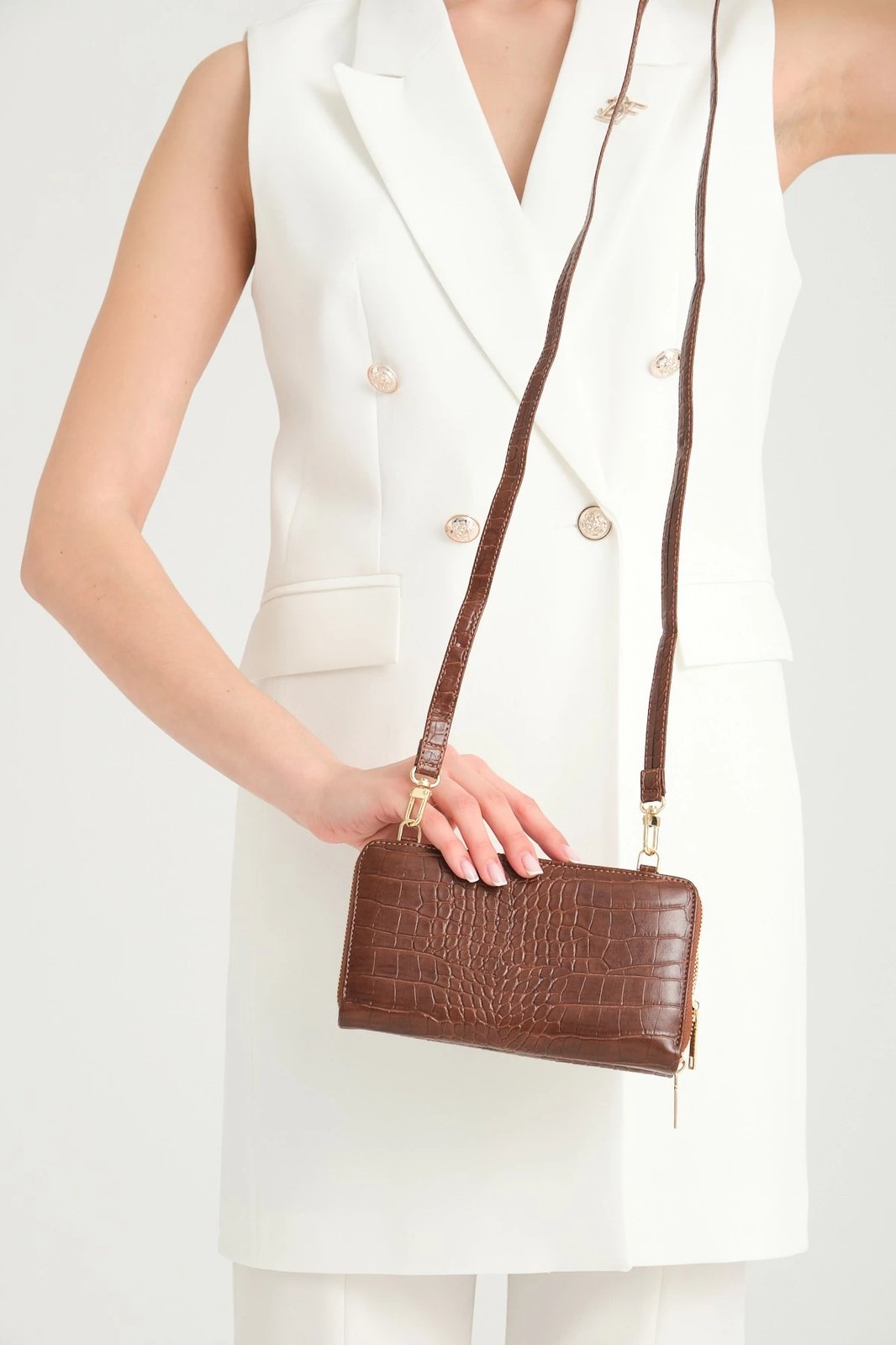 Portofol për gra, lëkurë PU, ngjyrë tan, Zoozie Bags, Lizard