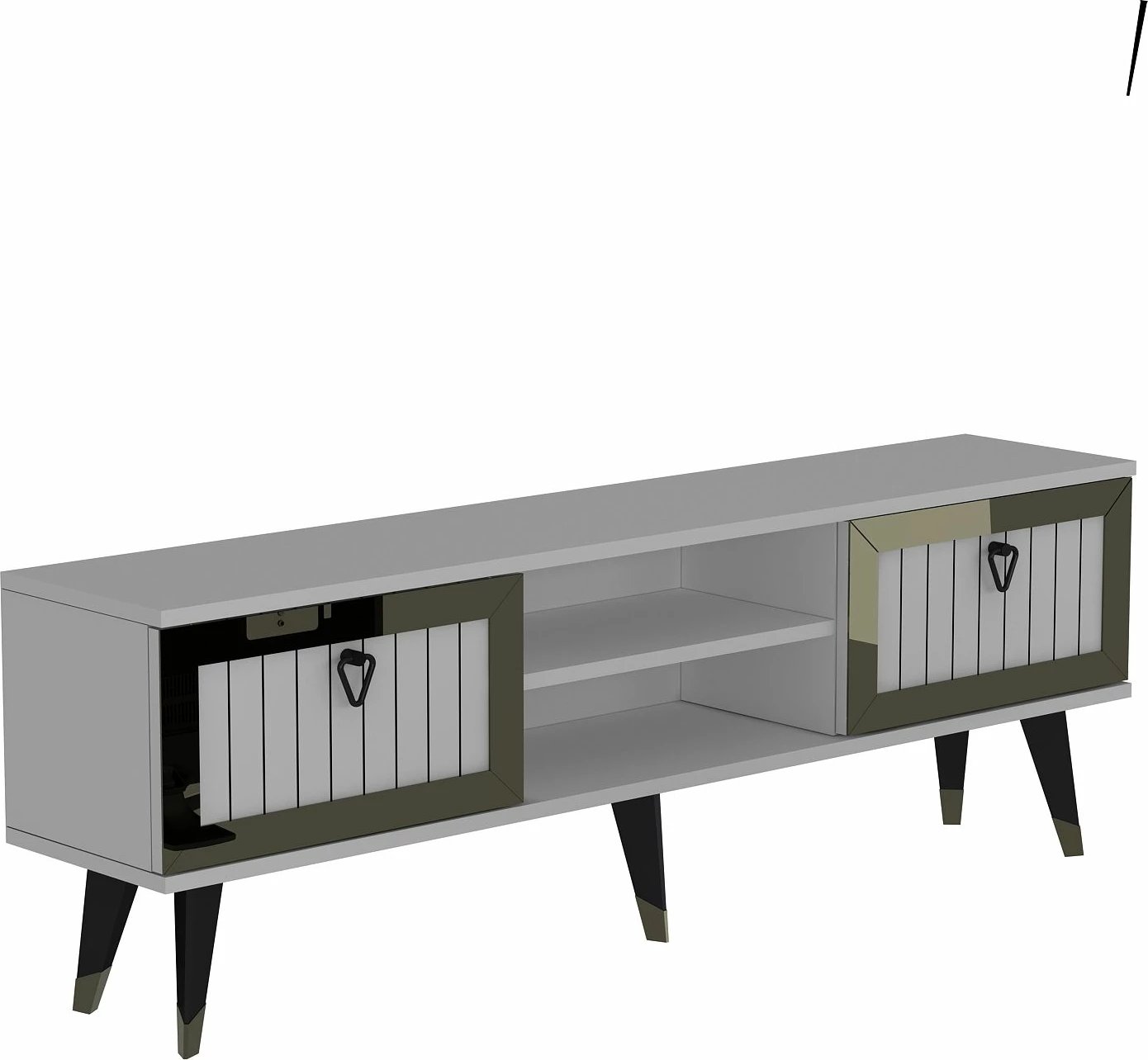 Komodë për TV Skye Decor, Lidya, e bardhë dhe ari