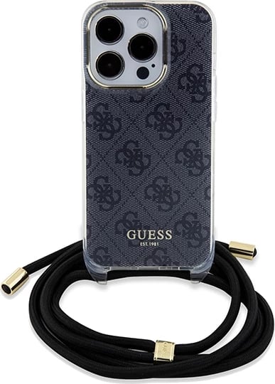 Mbështjellës Guess Crossbody Cord 4G Print për iPhone 15 Pro, zi Mbështjellës Guess Crossbody Cord 4G Print për iPhone 15 Pro, zi