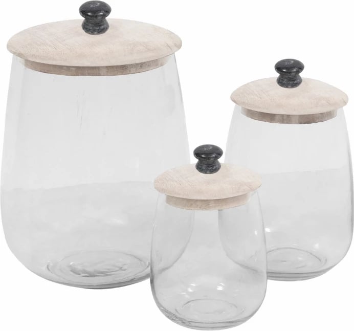 Kavanoz qelqi me kapak druri, ngjyrë e bardhë e larë, 18x18x26 cm