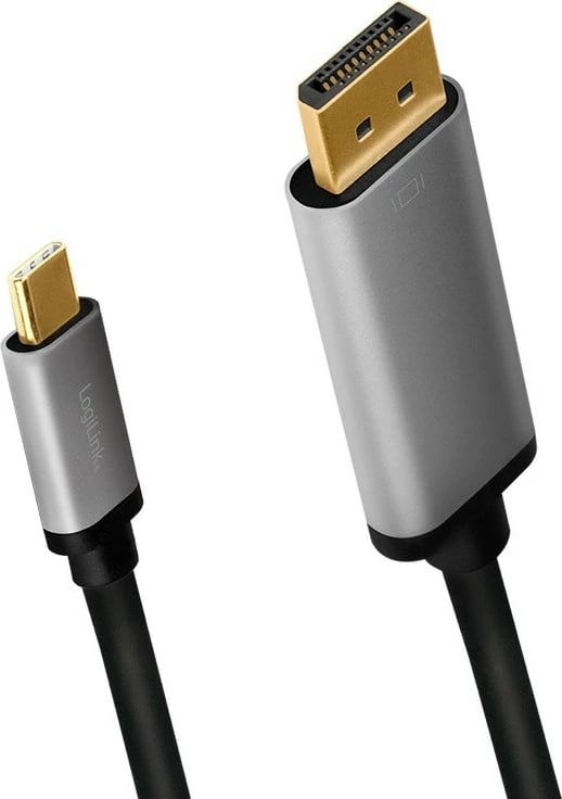 Kabllo USB-C në DisplayPort LogiLink CUA0100, 1.8m, 4K 60Hz, Zezë/Gri