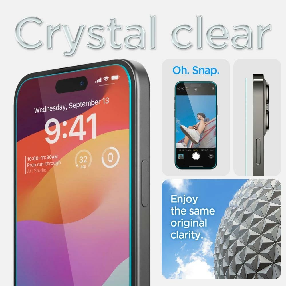 Xham mbrojtës Spigen Glas.tR EZ Fit për iPhone 15 Plus / 16 Plus, 2 copë, transparent