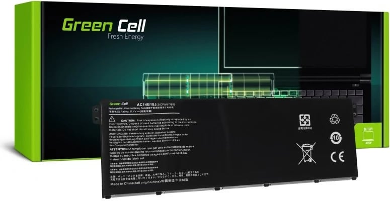 Bateri laptopi Green Cell AC52 për Acer Aspire E11, 11.4V, 2100mAh, e zezë