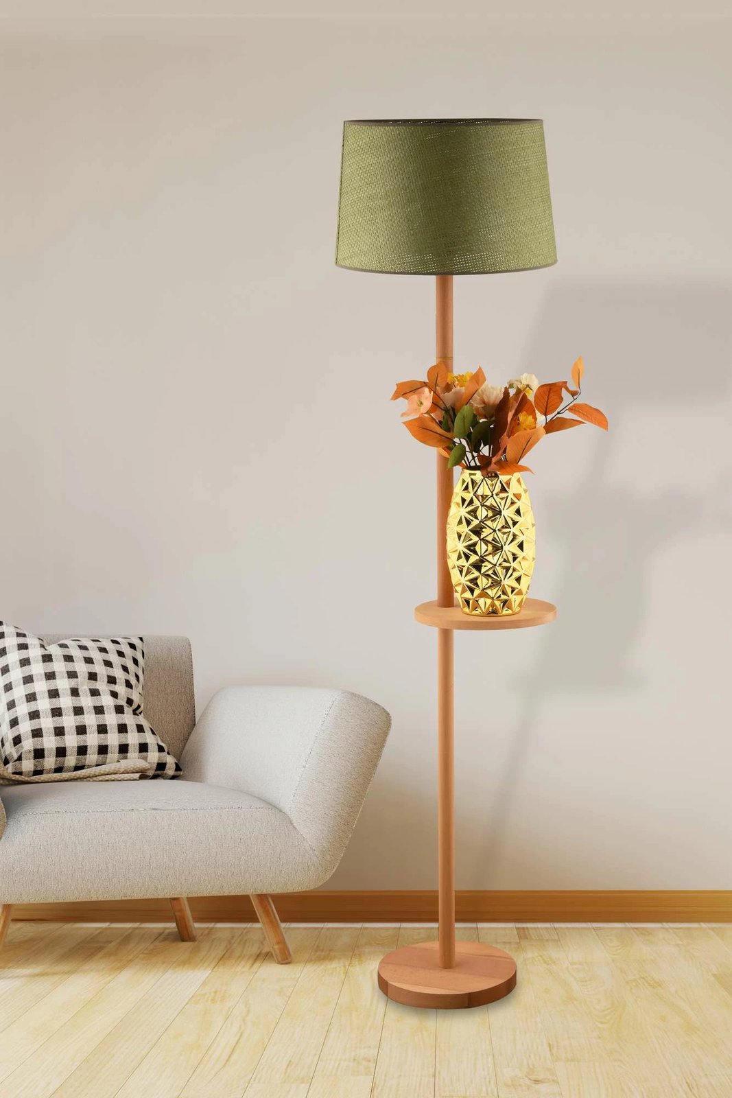 Llambë dyshemeje Opviq, ngjyrë e gjelbër dhe lis, 64917