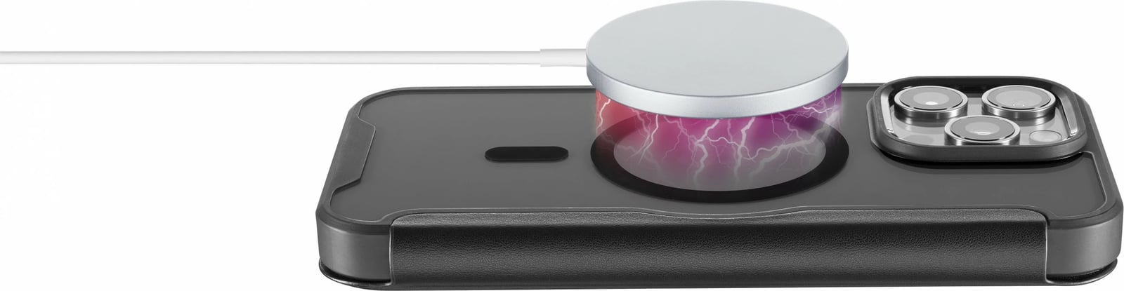 Mbështjellës Cellular Line Daily Mag për iPhone 16 Pro Max, MagSafe, folio, e zezë