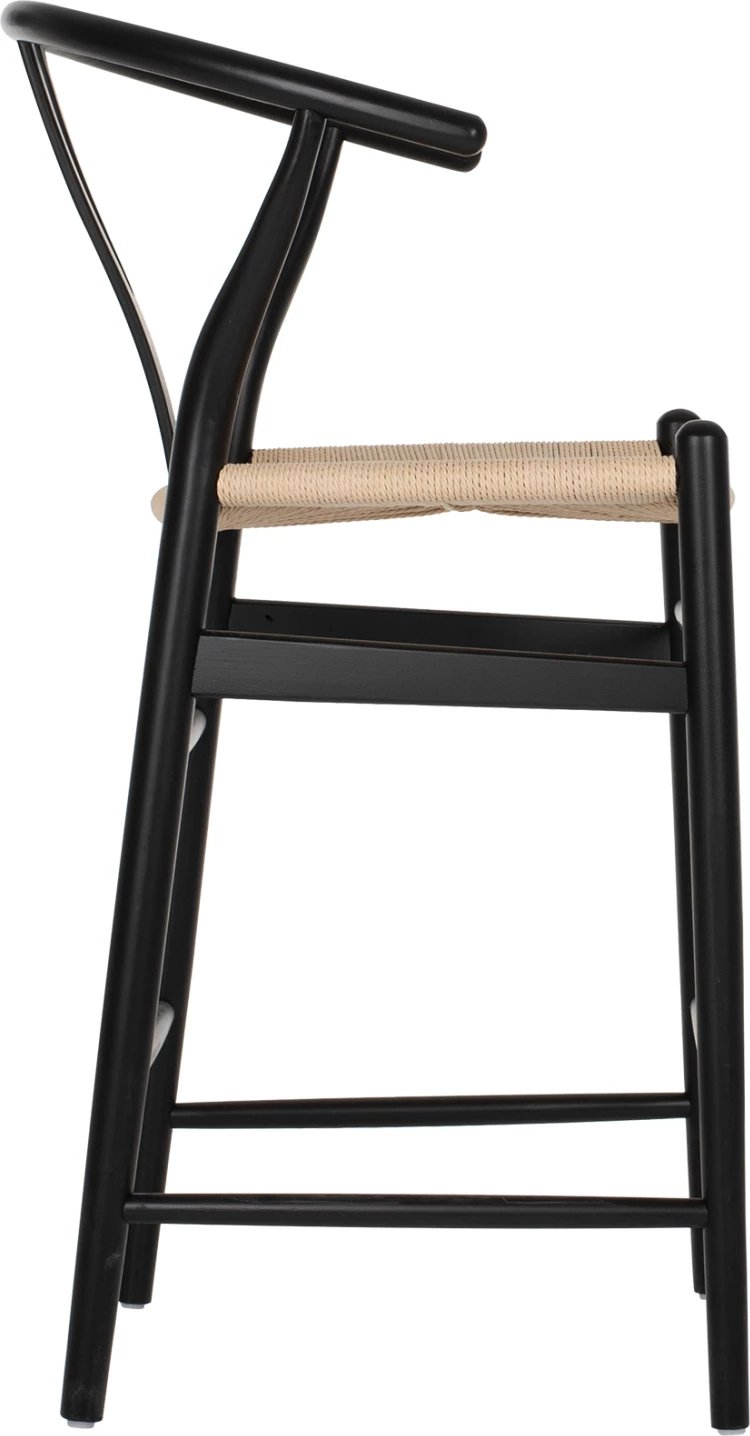 Karrige për bar BRAVE me shpinë Wishbone, dru ahu, ngjyrë e zezë, FH9405.02, 48x53x100H cm