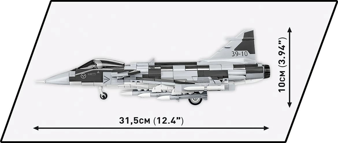 Set blloqe ndërtimi Cobi Klocki SAAB JAS 39 Gripen E, 480 pjesë, gri/bardhë/zezë