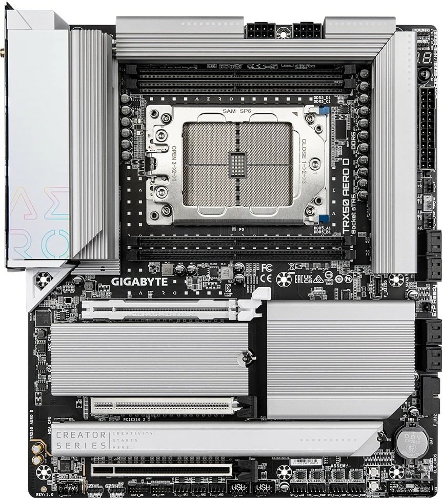 Pllakë amë Gigabyte TRX50 AERO D, Socket sTR5, DDR5, eATX, Argjend