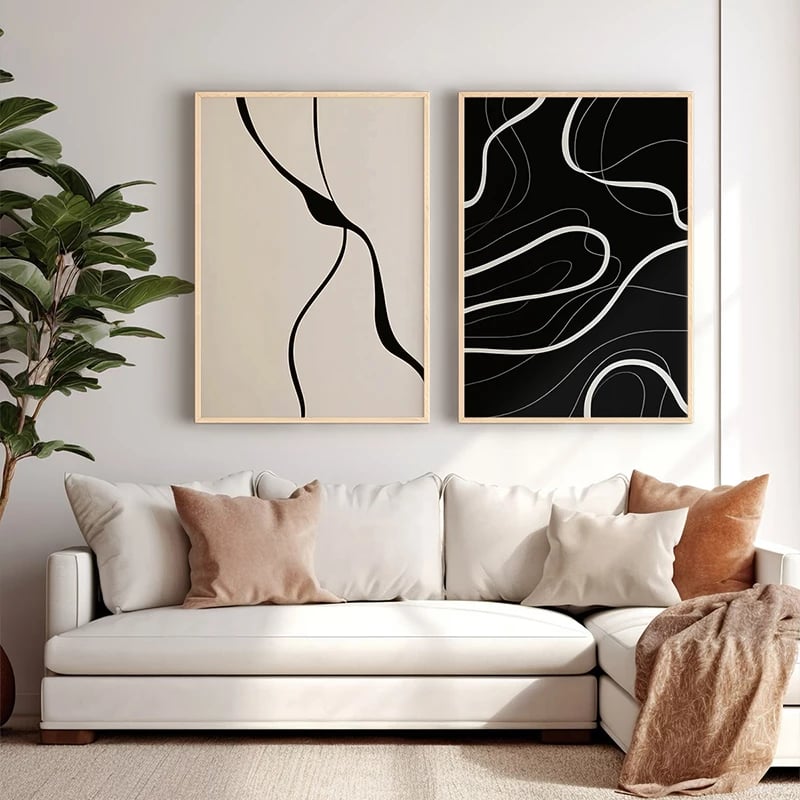 Dekor muri në kornizë Bennez, diptyque, print digjital, 33x1.5x48cm