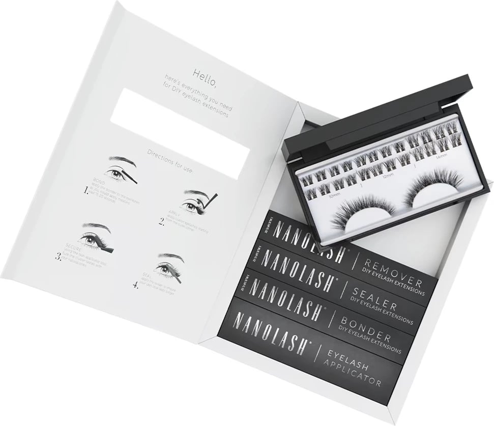 Set për qerpikë artificial për femra Nanolash DIY Extensions Starter Kit, 36 copë, e zezë