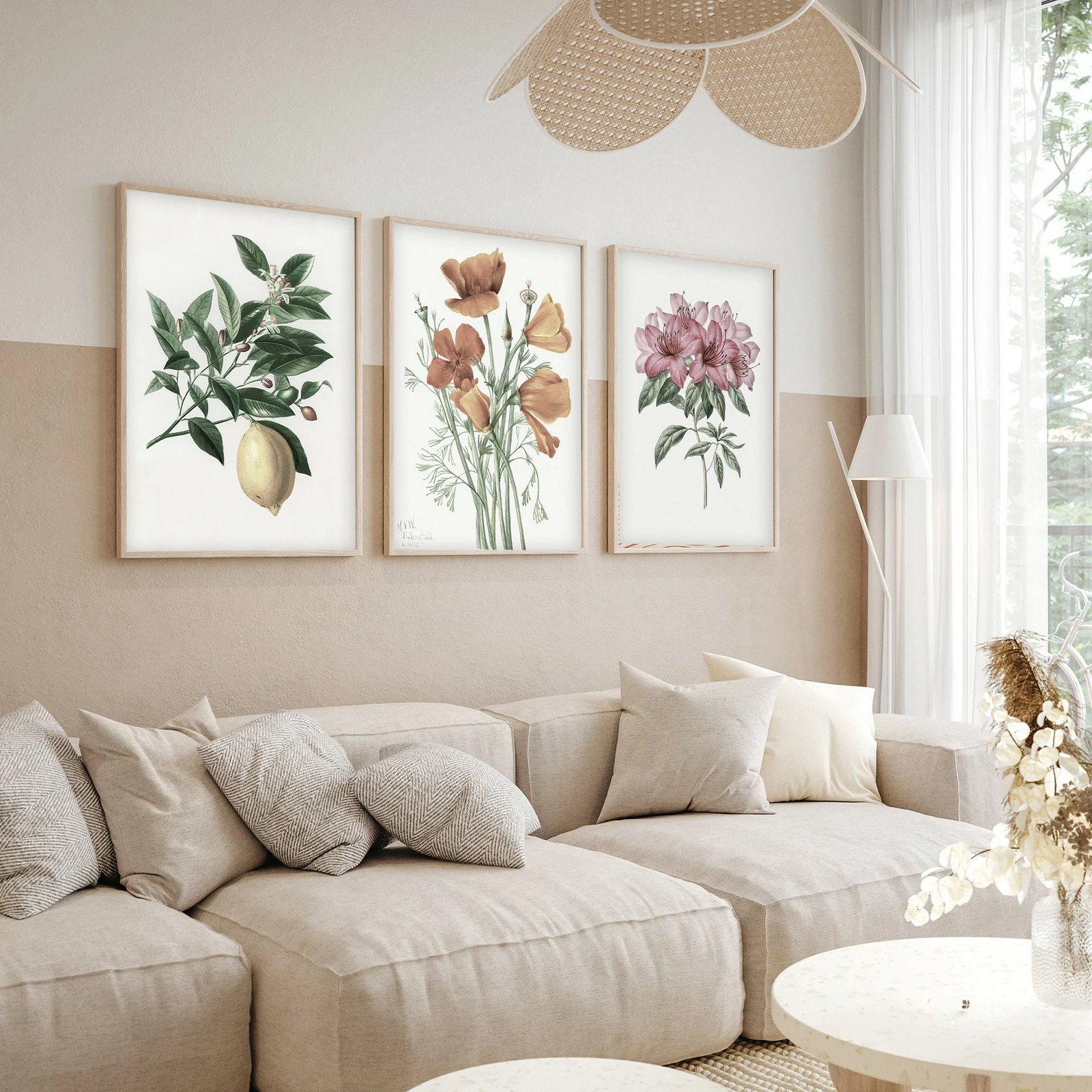 Pikturë dekorative me kornizë, 3 pjesë, Wallity, Huhu278, shumëngjyrëshe, 50x70cm