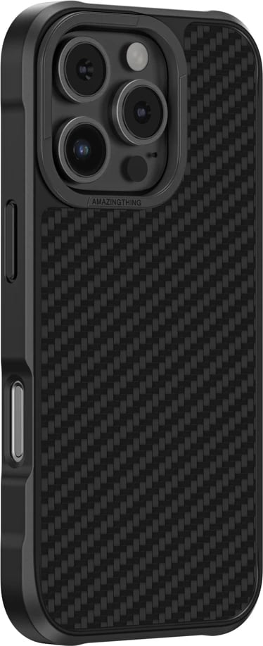 Mbështjellës AmazingThing Titan Max për iPhone 16 Pro, 1500D aramid fiber, zi