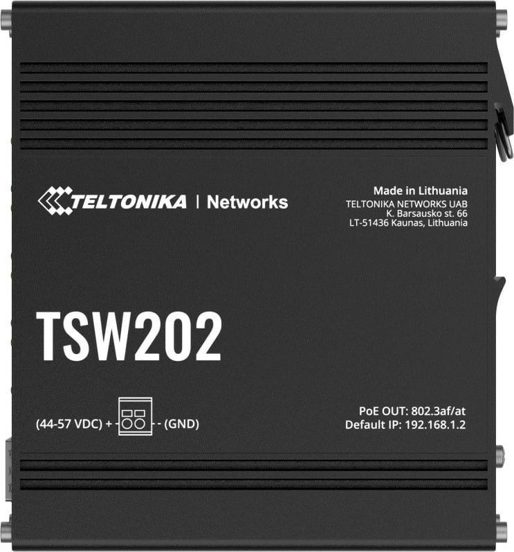 Switch industrial i menaxhuar Teltonika TSW202, 8x Gigabit LAN, 2x SFP, PoE+, i zi