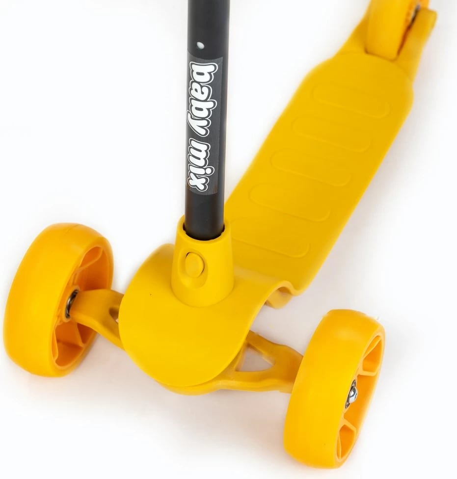 Trotinetë për fëmijë, Baby Mix, Prime, 3 rrota, lartësi e rregullueshme 52–76 cm, ngarkesë max 30 kg, e verdhë
