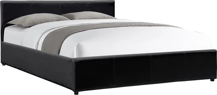 Krevat Dellia me hapësirë magazinimi, lëkurë PU e zezë, 150x200cm