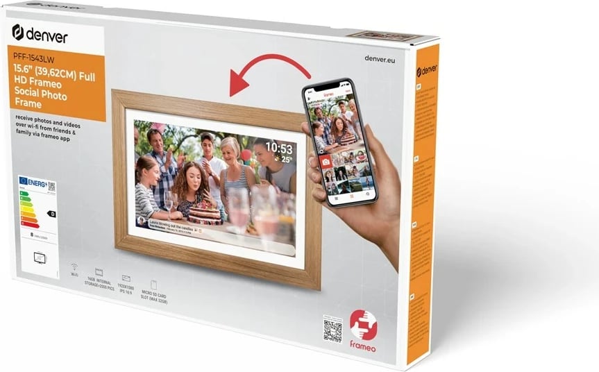 Kornizë digjitale Denver PFF-1543LW, 15.6", Touchscreen, Wi-Fi, Kafe e çelur