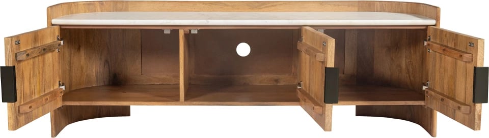 Komodë TV ORGANIC BITTER, 2 dyer, ngjyrë arre-bardhë, 147x45x50