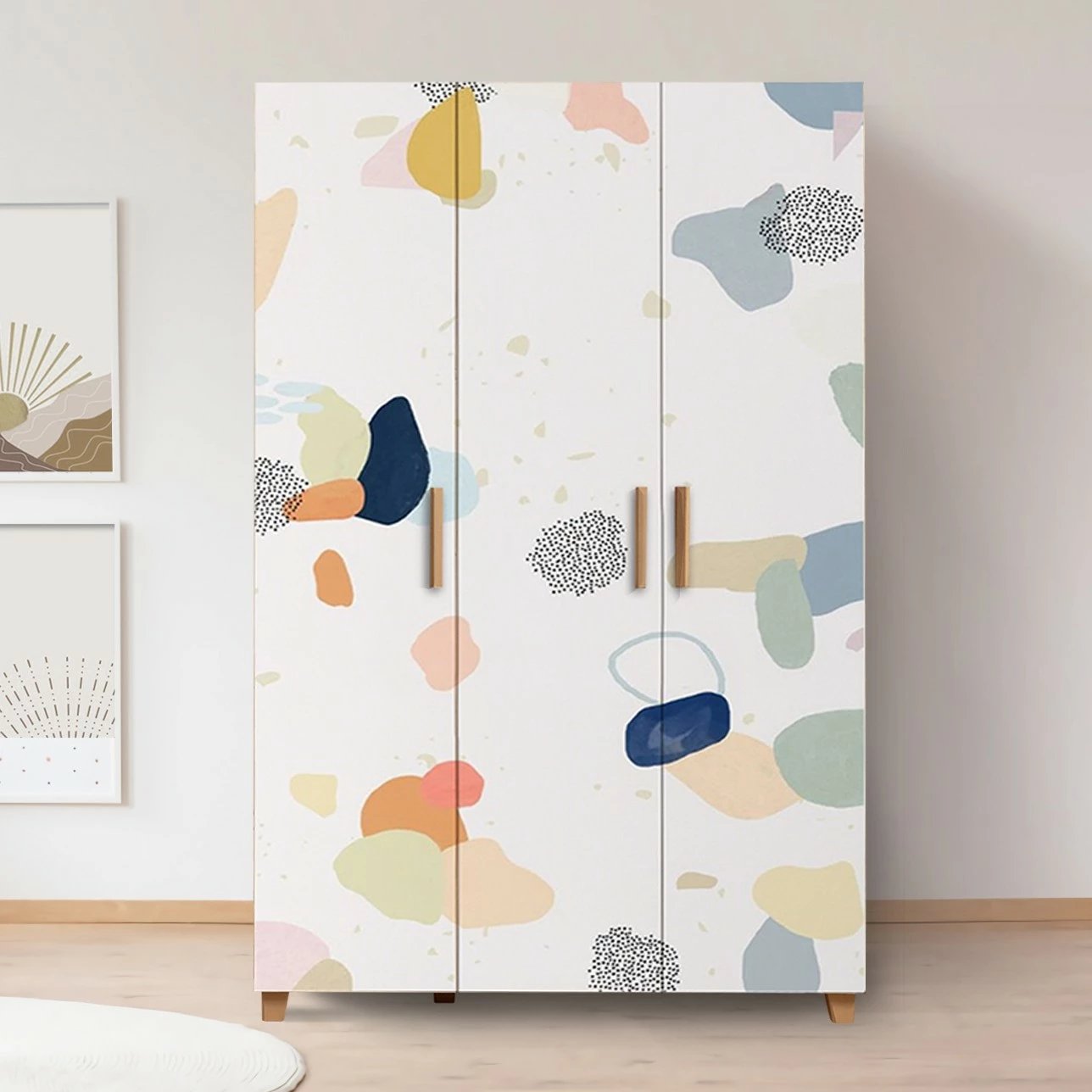 Dollap Hanah Home, Leva Hedera Pied, ngjyrë pishë Atlantike dhe e bardhë, dizajn abstrakt