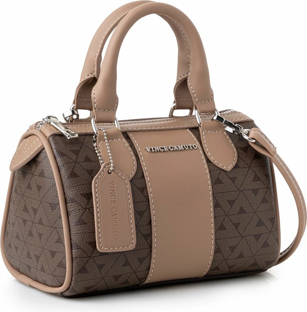 Çantë dore Vince Camuto Rimini, monogram, ngjyrë kafe dhe mink