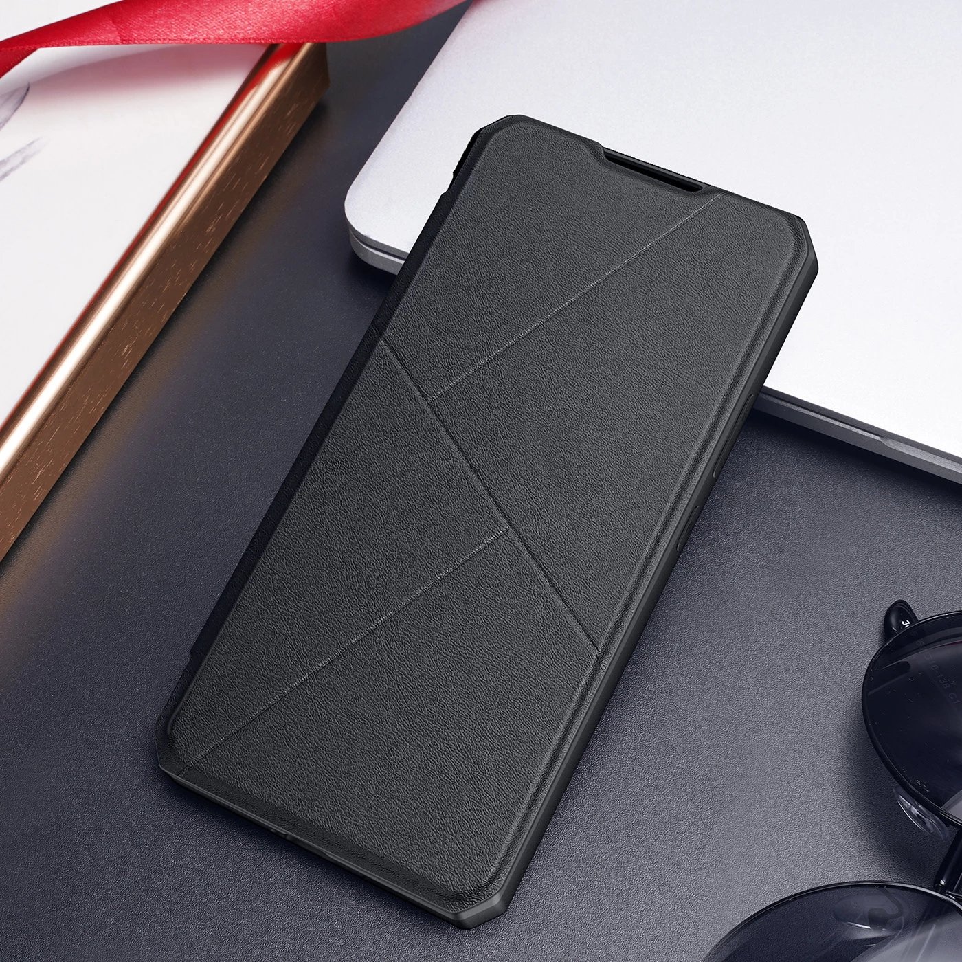Mbështjellës Dux Ducis Skin X për Samsung Galaxy A73, me kapak dhe xhep, i zi