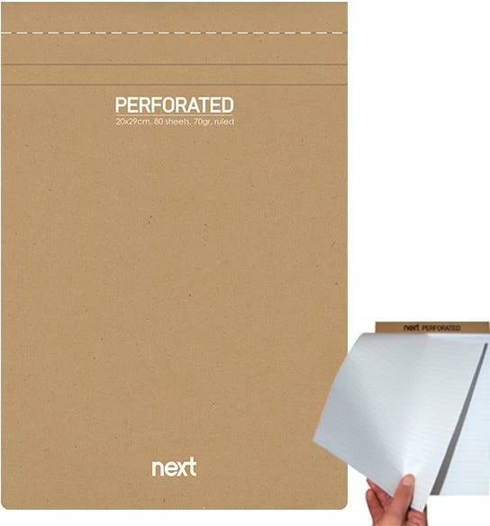 Bllok perforuar NEXT 20x29cm, 80 fletë, i bardhë