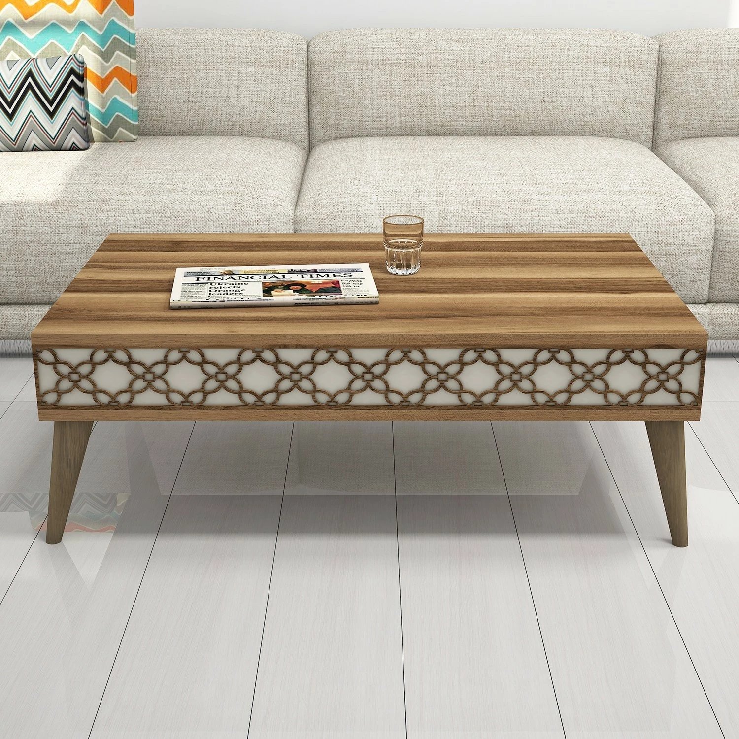 Tavolinë kafeje Hanah Home, City, ngjyrë arre dhe krem