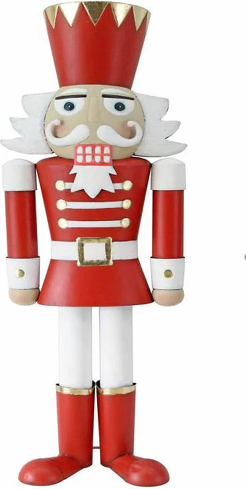 Dekor për Krishtlindje, arrashkelës, metalik, i kuq-bardhë, 49x35x150cm