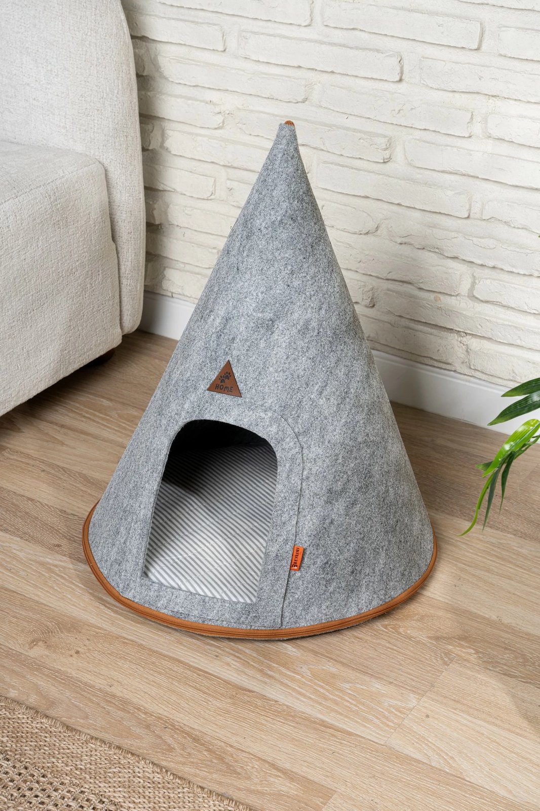 Shtrat për mace prej ndjese, ngjyrë gri, Paws & Whiskers, CATHOMEL, 50x50x60cm