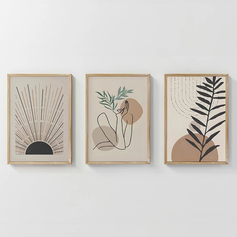 Dekor muri në kornizë Gonma, triptik, printim digjital, 33x1.5x48cm