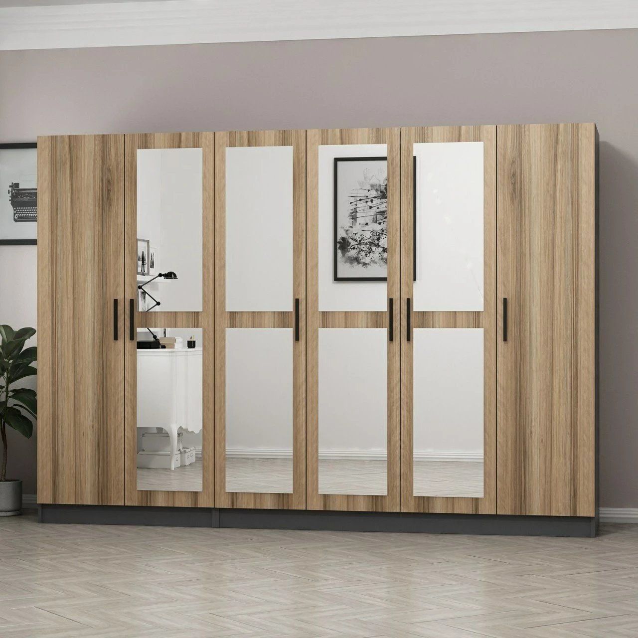 Dollap garderobe, ngjyrë dore, Skye Decor, 270x190x52 cm