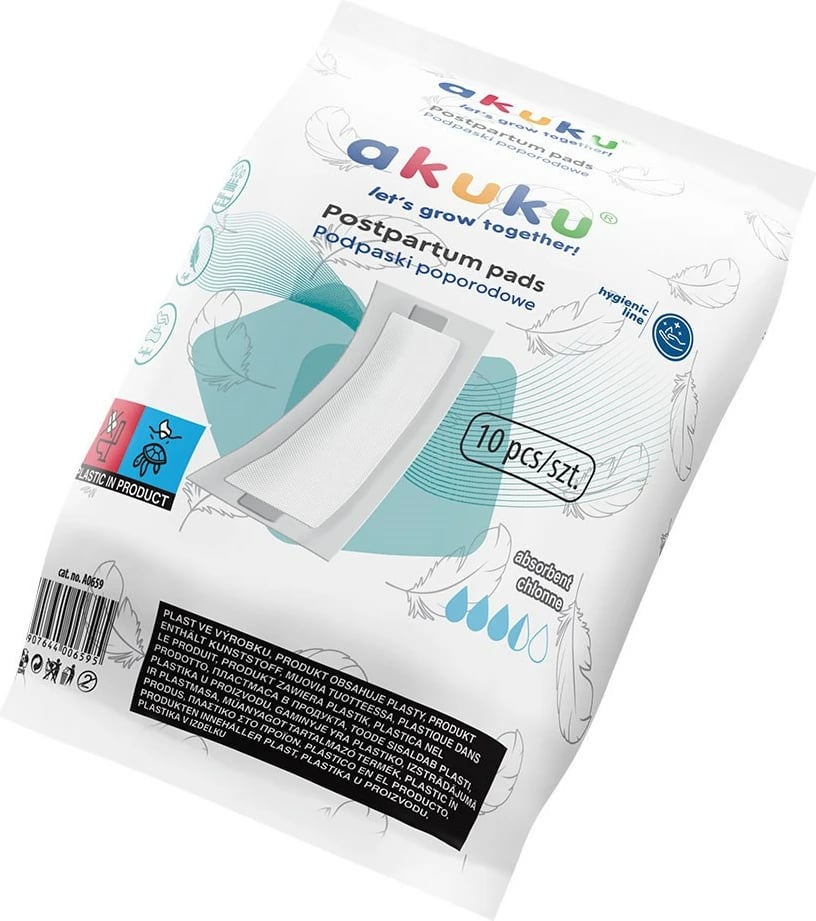 Binda paslindjes, Akuku, super thithëse, 36.5x14.5 cm, e bardhë, paketë 10 copë