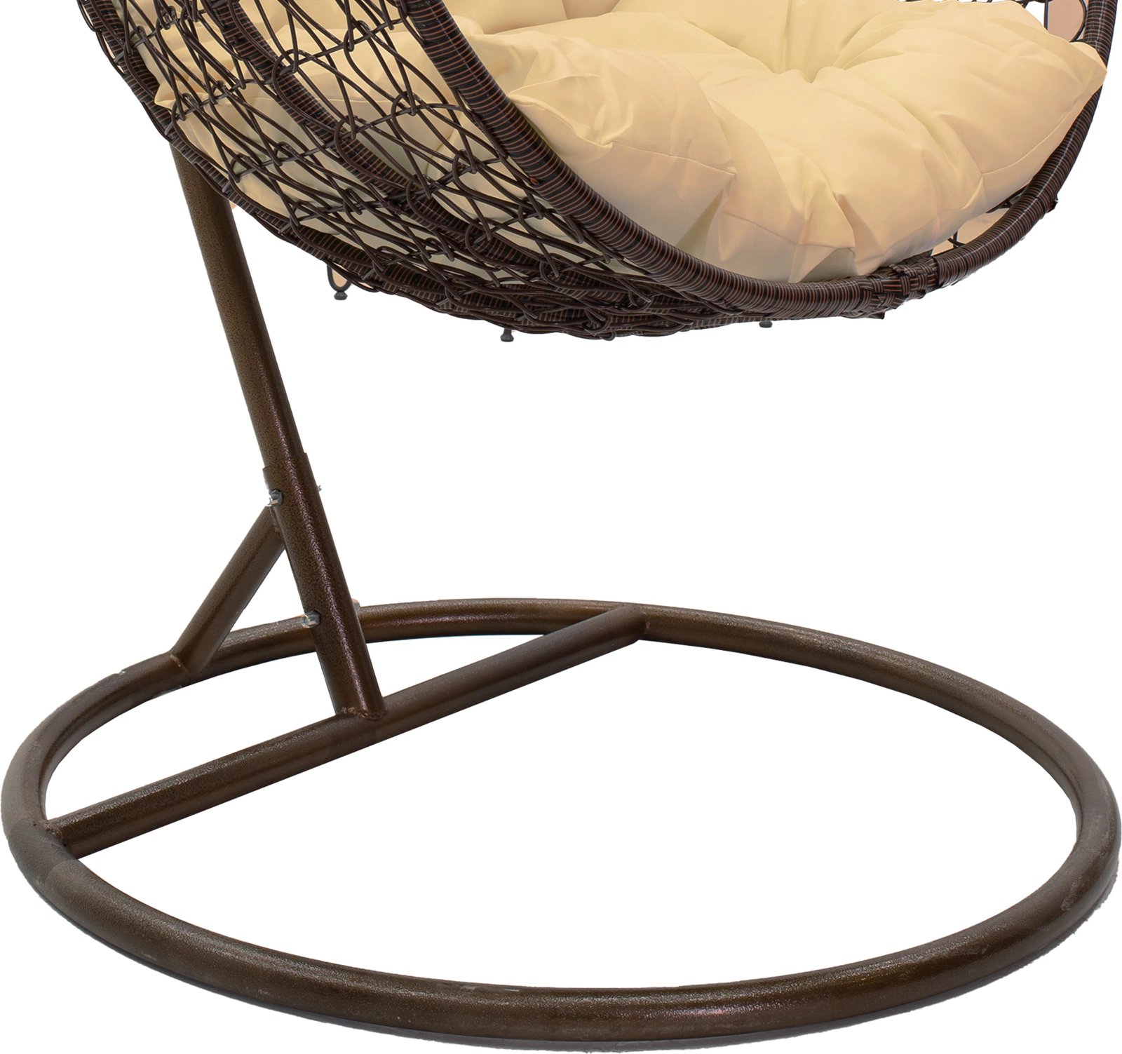 Karrige varëse për kopsht, metal-kafe, jastëk bezhë, 106x103x200cm