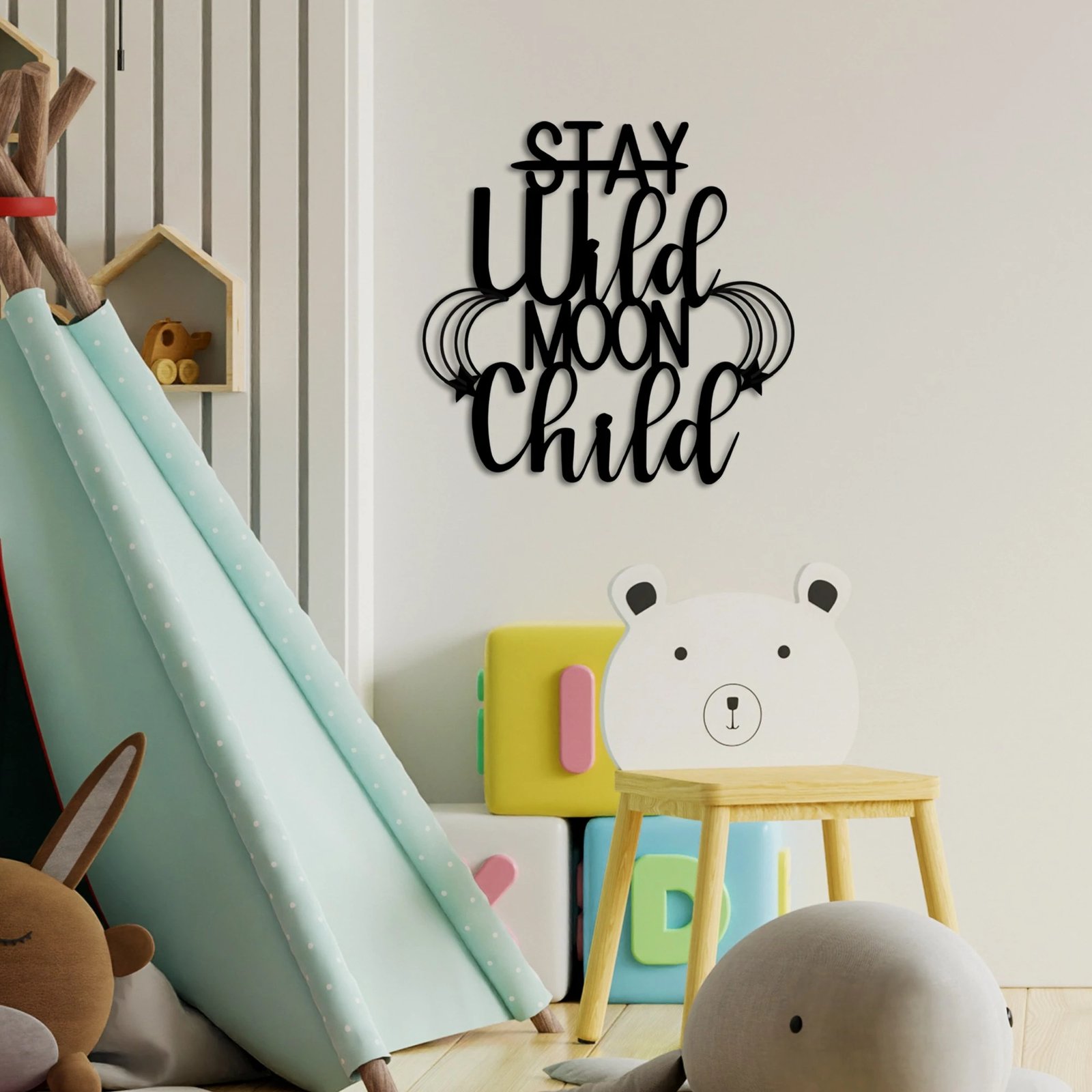 Aksesor dekorativ metalik për mur, Wallity, Stay Child