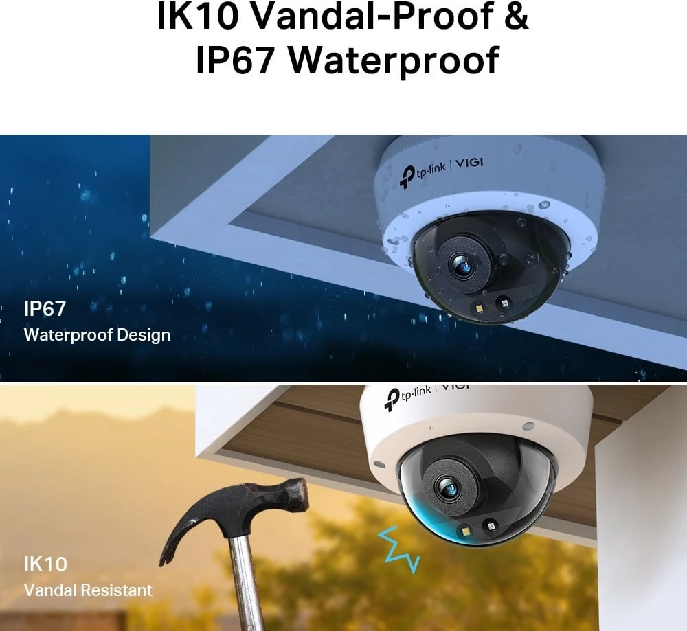 Kamerë dome TP-LINK VIGI C230, 3MP, Full Color, IP67, PoE, e bardhë