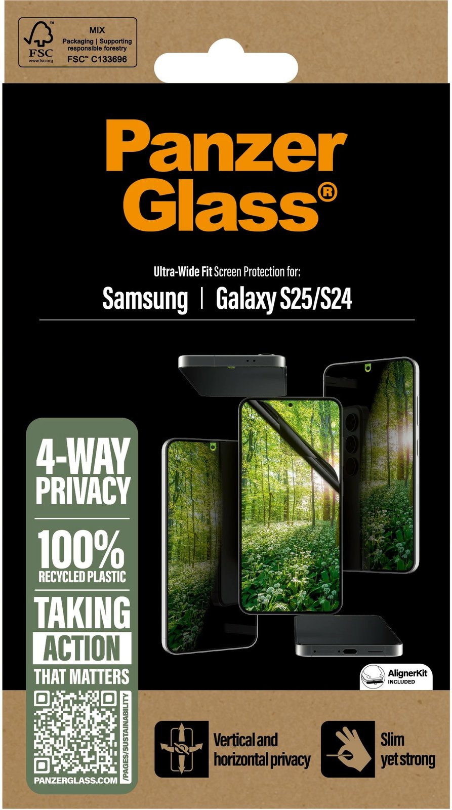 Mbrojtës ekrani PanzerGlass ECO MATRIX 4-way për Galaxy S25, transparent