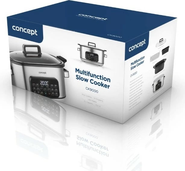 Multicooker/slow cooker Concept CK9000 6L 1250W 10 programe inox me shportë avulli dhe formë silikoni