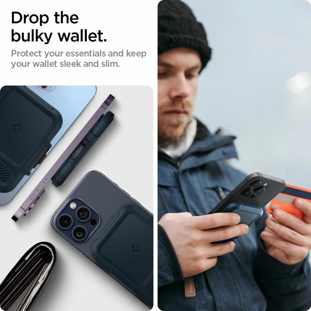 Mbështjellës Spigen Lock Fit MagSafe për kartela, Blu e errët